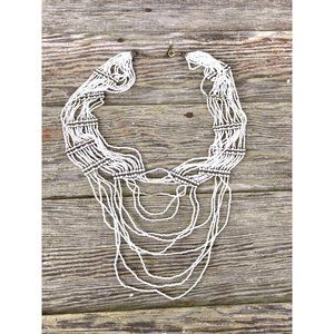 Vintage Long Glass Seed Bead Bib Necklace 29"